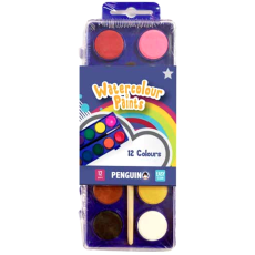 Penguin Watercolour Paint Tray 12's + Brush